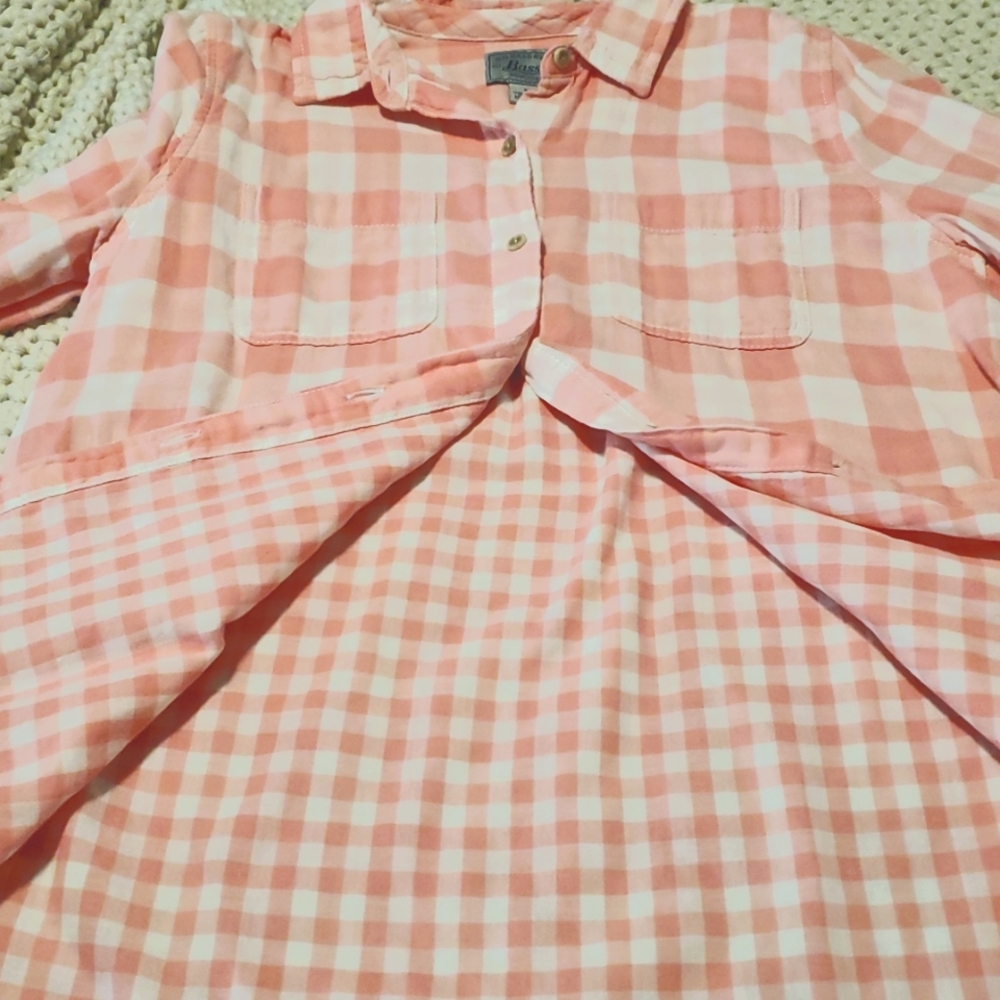 G. H. Bass & Co Pink And White Plaid Casual Cotton Button Down Shirt S - Picture 8 of 8